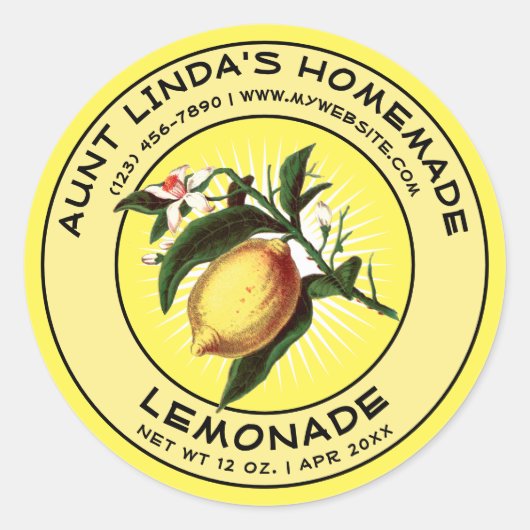 Vintage Homemade limonade Label Sjabloon (Voorkant)