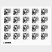 Vintage Hond Zit aan de Tafel Sticker (Vel)