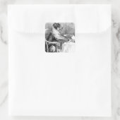 Vintage Hond Zit aan de Tafel Sticker (Tas)