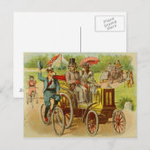 Vintage Honden die het Briefkaart van Fietsen en (Voorkant / Achterkant)