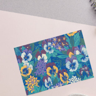 Vintage Hondsviolaat Bloempatroon Blauwe Cottage Rechthoekige Sticker
