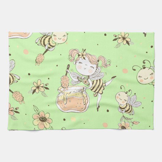 Vintage Honey Bee Decor Theedoek (Horizontaal)