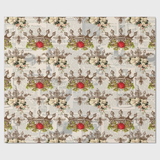 Vintage Honey Bee Pattern  Cadeaupapier (Vlak)