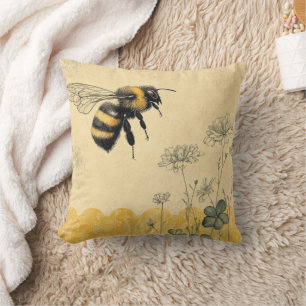 Vintage Honey Bee Wildflower Garden (8) Kussen