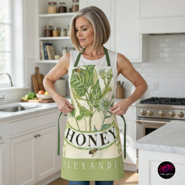 Vintage Honeybee Botanical Illustration Schort