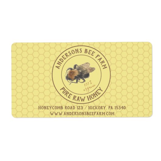 Vintage Honeybee & Honeycomb | Rundveehouder/imker Etiket (Voorkant)