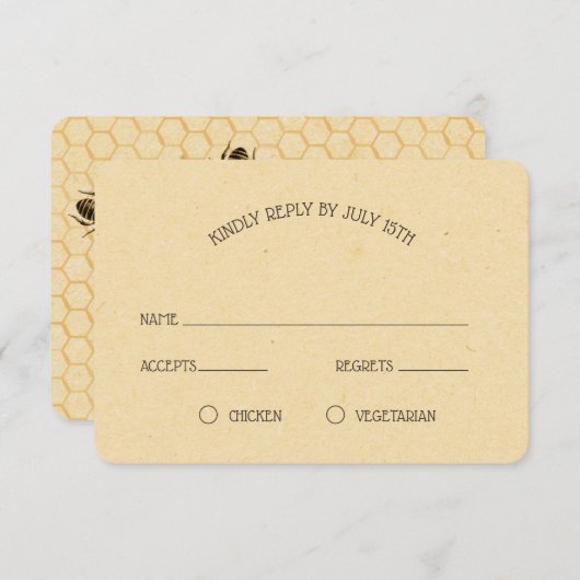 Vintage Honeybee Wedding RSVP (Voorkant / Achterkant)