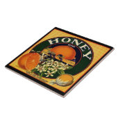 Vintage honing oranje reclameetiket tegeltje (Zijkant)