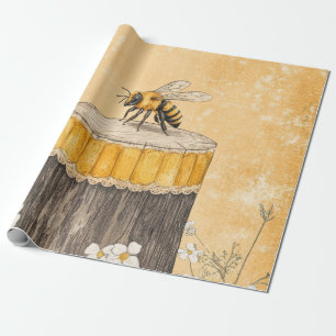 Vintage Honingbij Wilde Bloementuin (1) Cadeaupapier