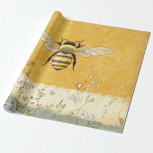 Vintage Honingbij Wilde Bloementuin (3) Cadeaupapier