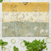 Vintage Honingbij Wilde Bloementuin (3) Theedoek (Gevouwen)