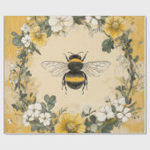 Vintage Honingbij Wilde Bloementuin (4) Cadeaupapier (Vlak)