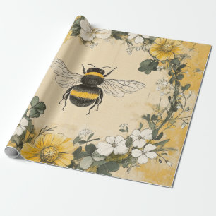 Vintage Honingbij Wilde Bloementuin (4) Cadeaupapier