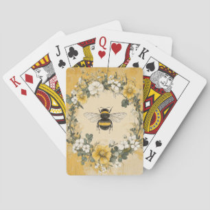 Vintage Honingbij Wilde Bloementuin (4) Pokerkaarten