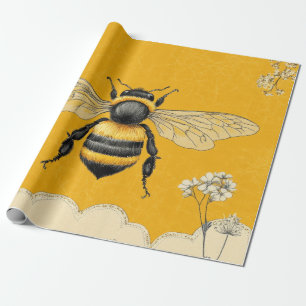 Vintage Honingbij Wilde Bloementuin (6) Cadeaupapier