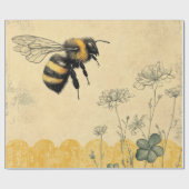 Vintage Honingbij Wilde Bloementuin (8) Cadeaupapier (Vlak)