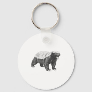 Vintage honingdas tekening realistische dieren kun sleutelhanger