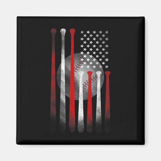 Vintage honkbal Amerikaanse vlag Magneet (Voorkant)
