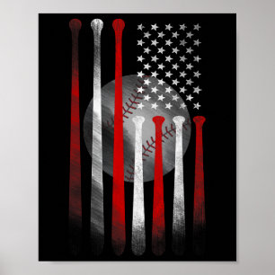 Vintage honkbal Amerikaanse vlag Poster