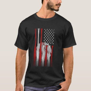 Vintage honkbal Amerikaanse vlag USA voor mannen v T-shirt