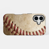 Vintage honkbal close-up iPhone 16 hoesje (Achterkant horizontaal)