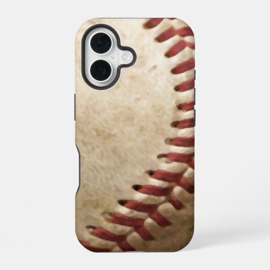 Vintage honkbal close-up iPhone 16 hoesje (Achterkant)
