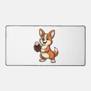 Vintage honkbal Corgi hond catcher cartoon vector Bureaumat