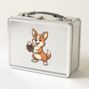 Vintage honkbal Corgi hondvanger Cartoon Vector 