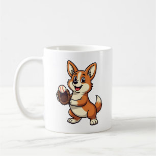 Vintage honkbal Corgi hondvanger Cartoon Vector  Koffiemok