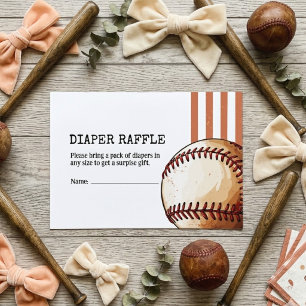 Vintage honkbal luier raffle baby shower informatiekaartje