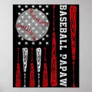 Vintage honkbal papaw Amerikaanse vlag honkbal Poster