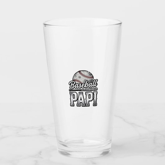Vintage honkbal Papi versleten vader shirt ontwerp Glas (Voorkant)