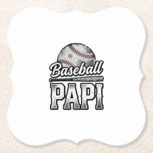 Vintage honkbal Papi versleten vader shirt ontwerp Kartonnen Onderzetters