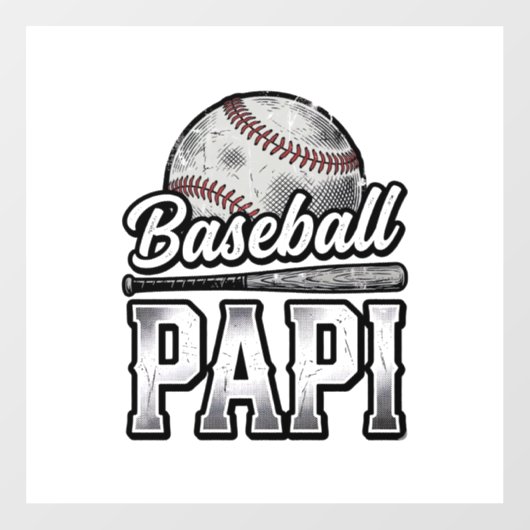 Vintage honkbal Papi versleten vader shirt ontwerp Raamsticker (Vel)
