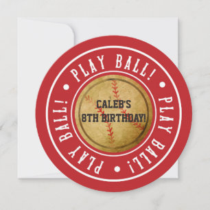 Vintage honkbal PLAY BALL rode feestuitnodiging Kaart