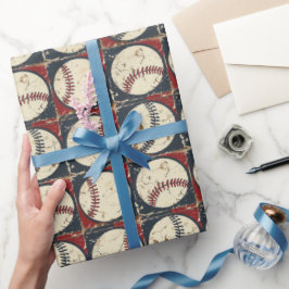 Vintage Honkbal Raster Cadeaupapier