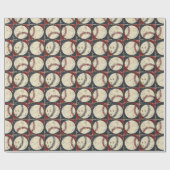Vintage Honkbal Raster Cadeaupapier (Vlak)