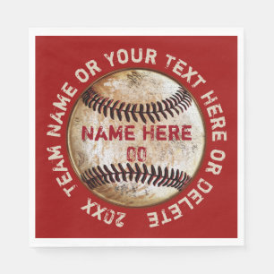Vintage honkbal servetten met uw KLEUREN en TEKST