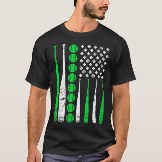 Vintage honkbal St. Patrick's Day Amerikaanse vlag T-shirt