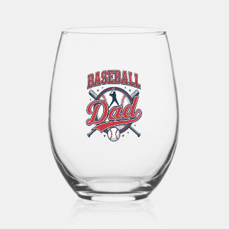 Vintage honkbal vader shirt ontwerp_1 wijnglas zonder voet