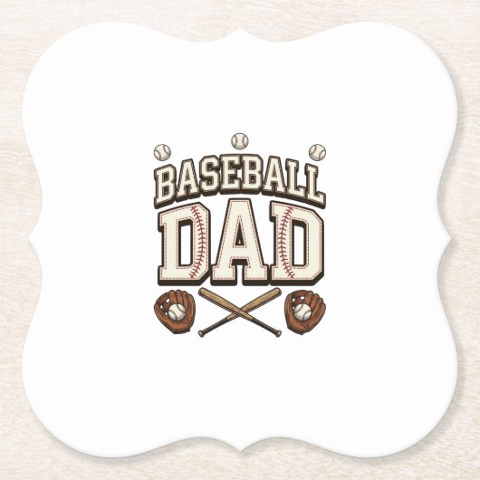 Vintage honkbal vader vaderdag kartonnen onderzetters (Voorkant)