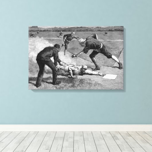 Vintage honkbal van Thure De Thulstrup, 1885 Canvas Afdruk (Insitu (Houten vloer))