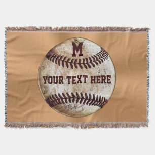 Vintage honkbal werpdeken UW TEKST, MONOGRAM Deken