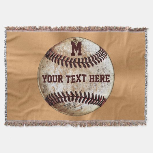 Vintage honkbal werpdeken UW TEKST, MONOGRAM Deken (Voorkant)