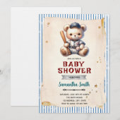Vintage honkbalbeer babyshower uitnodiging (Voorkant / Achterkant)