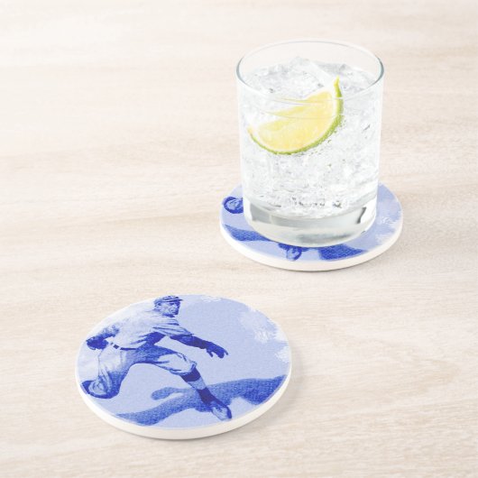 Vintage honkbalpitcher zandsteen onderzetter (Zijkant)