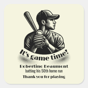 Vintage honkbalspeler Heren 50e verjaardag Vierkante Sticker