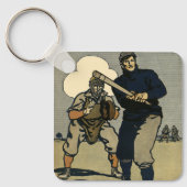 Vintage honkbalspelers, gestileerde kunst sleutelhanger (Voorkant)