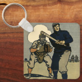 Vintage honkbalspelers, gestileerde kunst sleutelhanger (Voorkant)