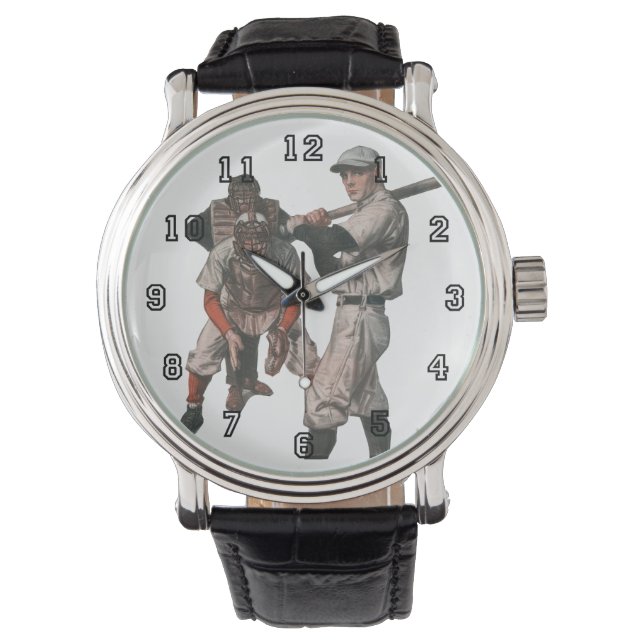 Vintage honkbalspelers horloge (Voorkant)